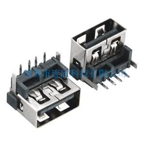 USB連接器2.0AF母座90度插板式10.0*8.7H反向