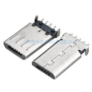 MICRO USB連接器5PIN公頭沉板貼板式